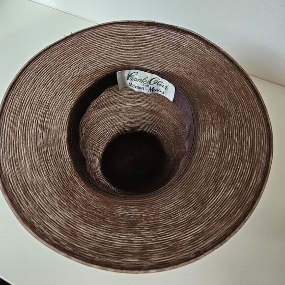 VTG Frank Olive for Neiman Marcus Hat Women's Sz Small Sheer Brown Blow - Picture 4 of 6